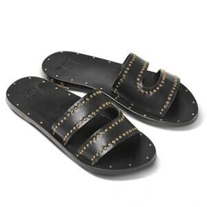 Anthropologie Beek Dunlin Black Leather Studded Slide Sandals